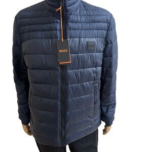 Hugo Boss Orange Oden Quilted Puffer Jacket Coat Dark Navy Blue Men 44R L